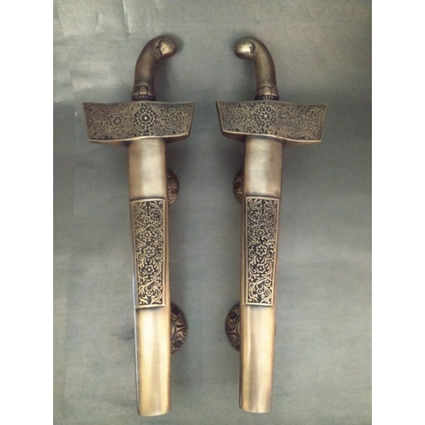 Handle Pintu Gagang Pintu Rumah Kuningan Antik Motif Keris