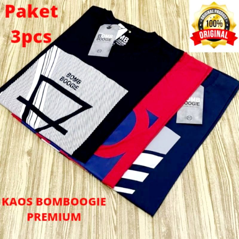 paket 3pcs random / kaos bomboogie original 3pcs 100 / baju 3pcs 100/kaos pria distro keren terbaru