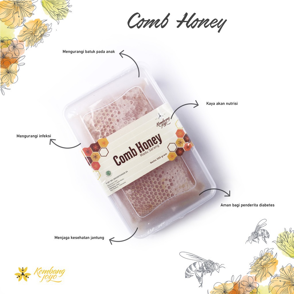 

Madu Asli Kembang Joyo Comb Honey atau Madu Sarang 500gr
