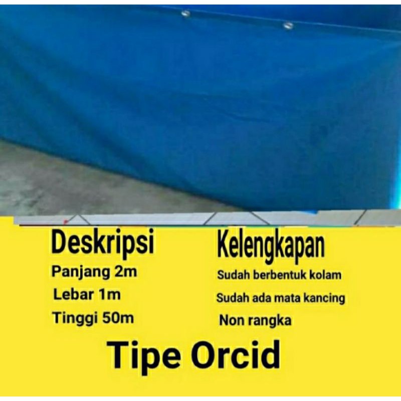 Terpal kolam kotak/kolam terpal ikan 2x1x50 A5 Orcid