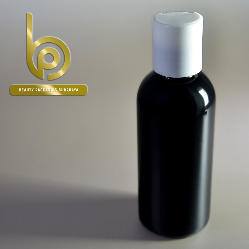 Botol Plastik PET 60ml BR Hitam Tutup Presstop