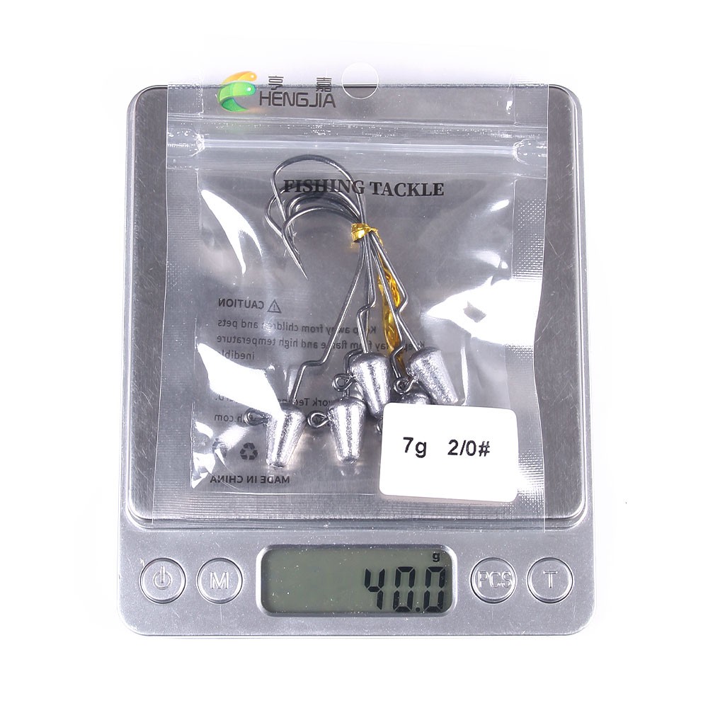 Hengjia 5pcs / Lot Mata Kail Jig Head 3.5g 5g 7g Warna Silver 1# 1/0# 2/0# Lead Jigging Single Hook with Barbed For Worm Soft Bait