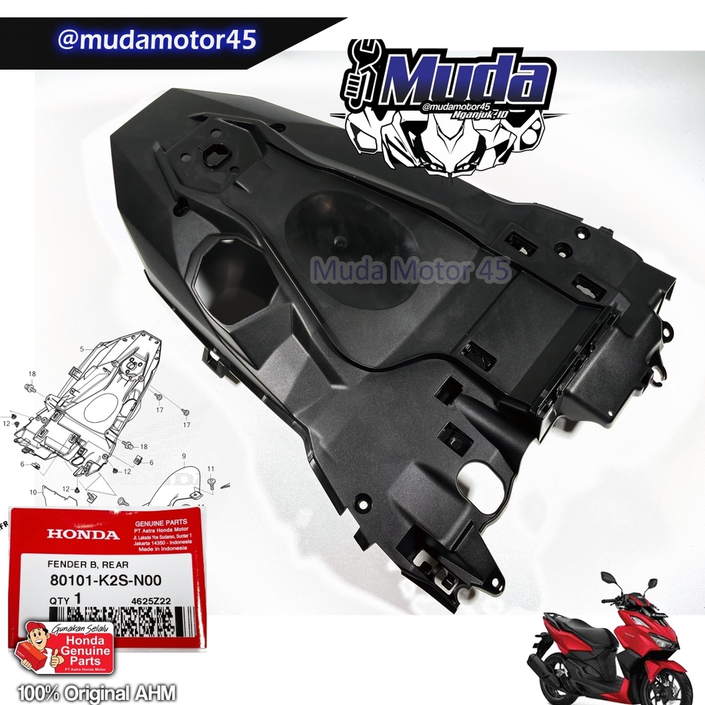 SPAKBOR KOLONG ATAS VARIO 160 CBS ABS 80101-K2S-N00 SLEBOR SPATBOR LUMPUR BAWAH BODY BELAKANG FENDER