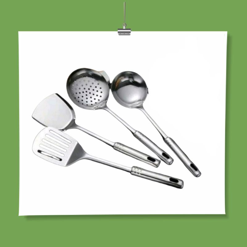 [COD] [ STAINLESS STEEL ] SPATULA SET STAINLESS STEEL ISI 4 / SUTIL SET Spantula stainlis Susuk suti