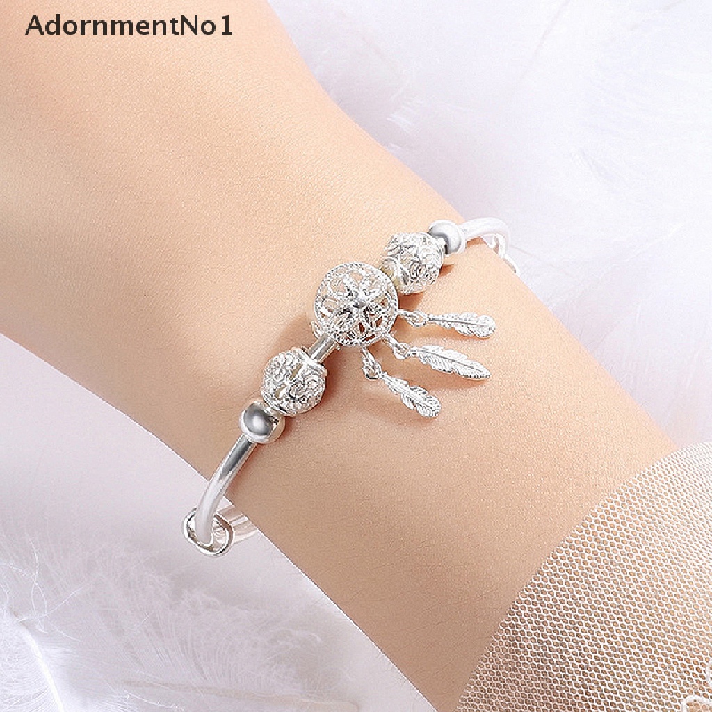 (AdornmentNo1) Gelang Tangan Rantai Aksen Dream Catcher + Bulu + Rumbai Untuk Perhiasan Wanita