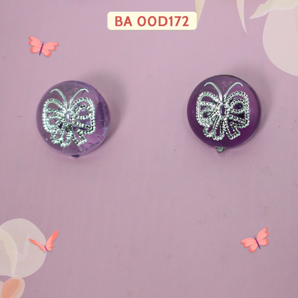 Kancing Akrilik Motif Kupu Kupu 12mm