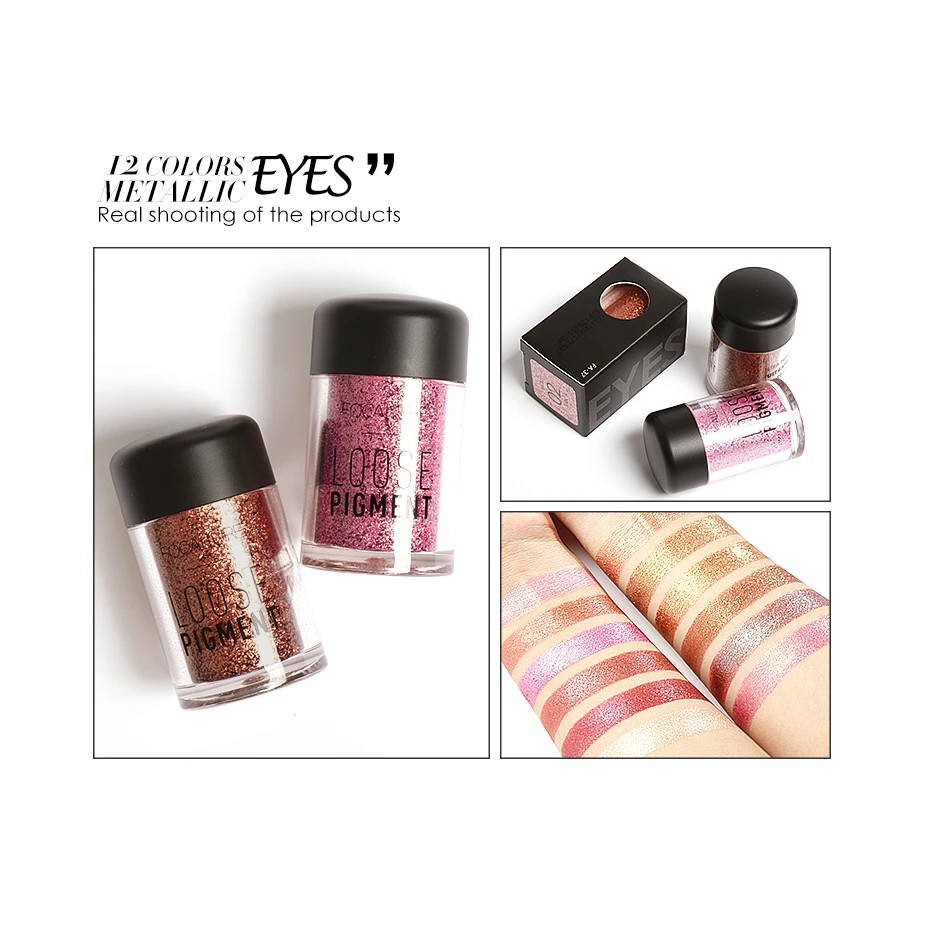 (READY&amp;ORI) Focallure Glitter Eyeshadow Tabur Loose Powder High Pigmented pigment 8 Color FA37 FA 37 Tabur Glitter