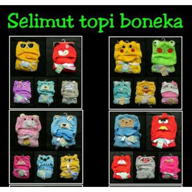 Selimut double fleece carter topi animal