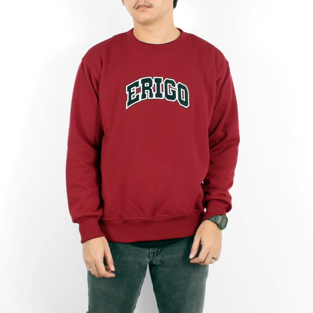 SWEATER ERIGO PRIA & WANITA - BASIC SWEATER - LONGSLEEVE ERIGO - ALL SIZE - MERAH BATA