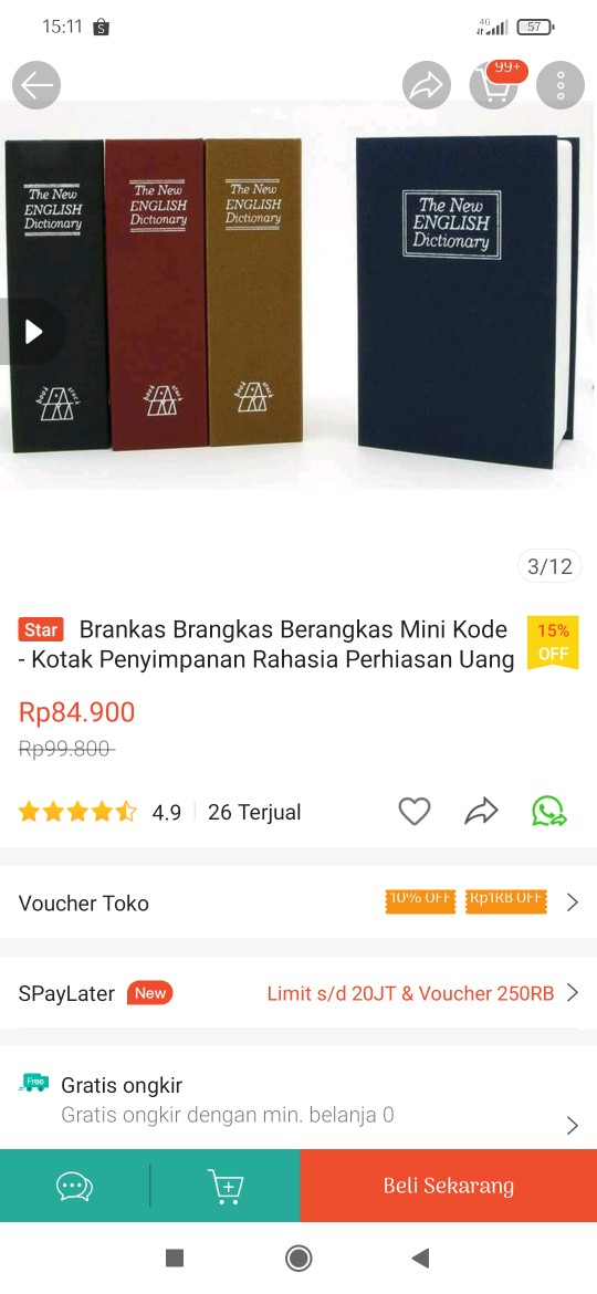 Brankas Mini Kode - Brankas Buku - Kotak Penyimpanan Rahasia - Brangkas Berangkas Perhiasan Uang Hp