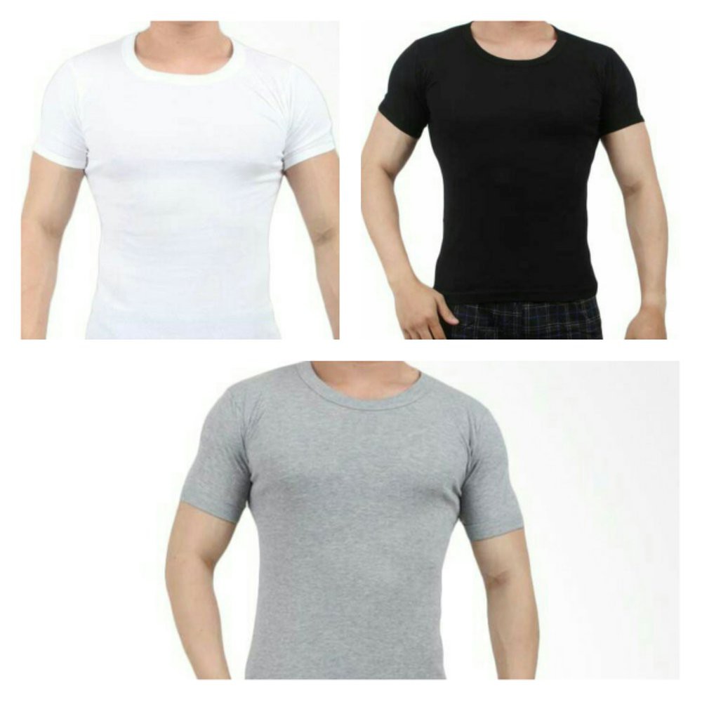 KAOS DALAM PRIA POLOS OBLONG AGREE WARNA HITAM PUTIH ABU SLIM FIT