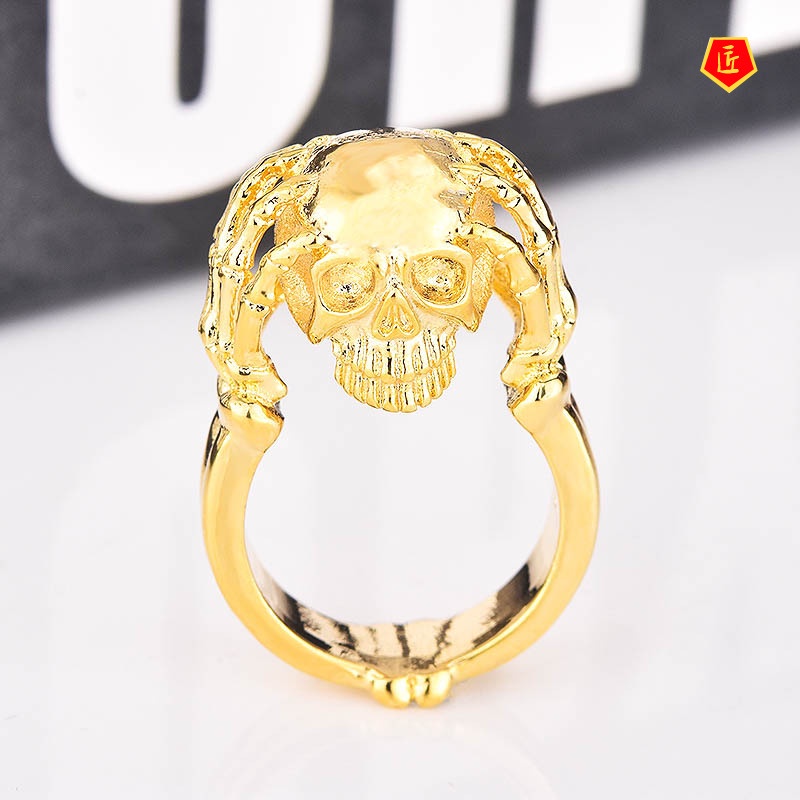 [Ready Stock]Punk Style Skull Ring 18K Gold Vintage