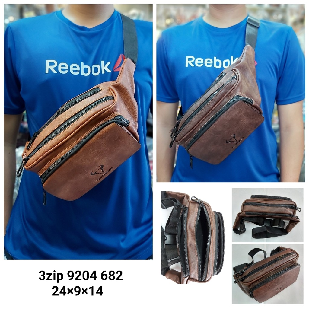 Waistbag import pria kulit elastis lentur dan empuk.