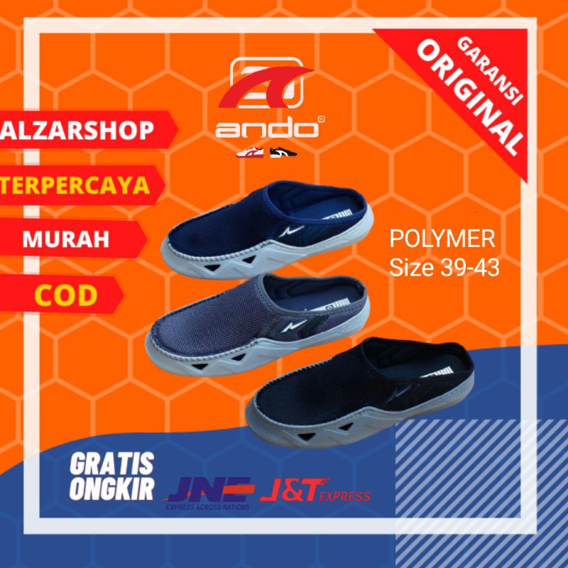 ALZARSHOP - ANDO ORIGINAL - SEPATU SLIP ON PRIA - SEPATU SLOP PRIA - ANDO POLYMER 39-43