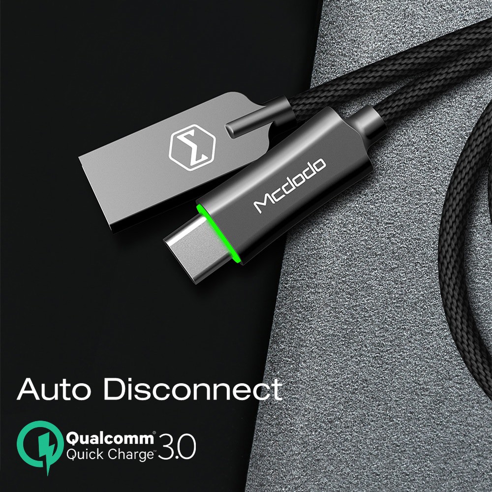 MCDODO Kabel Charger USB Type C Premium Auto Disconnect 1 Meter - CA-2881 - Black