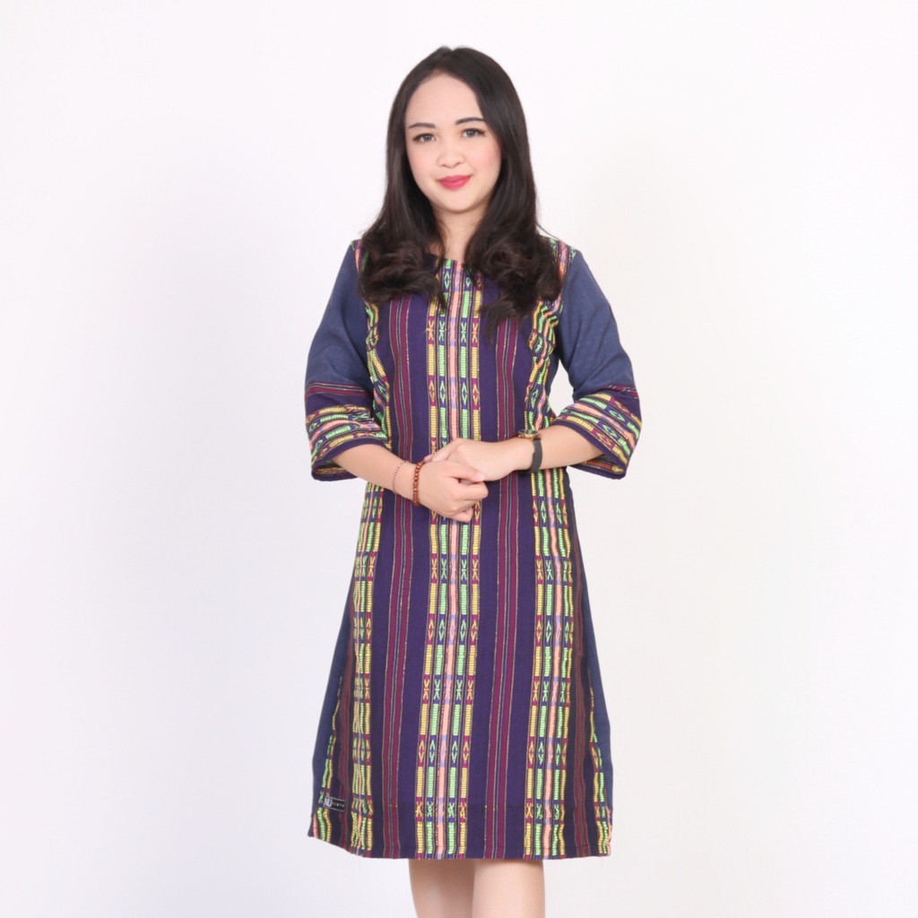 Dress Etnik Tenun Ulos Zugia Toba Asli Biru (Couple Dijual Terpisah)