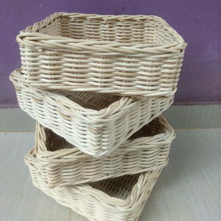 keranjang rotan nampan sedang/parcel/sovenir/kado wadah make up 25x25x9 cm