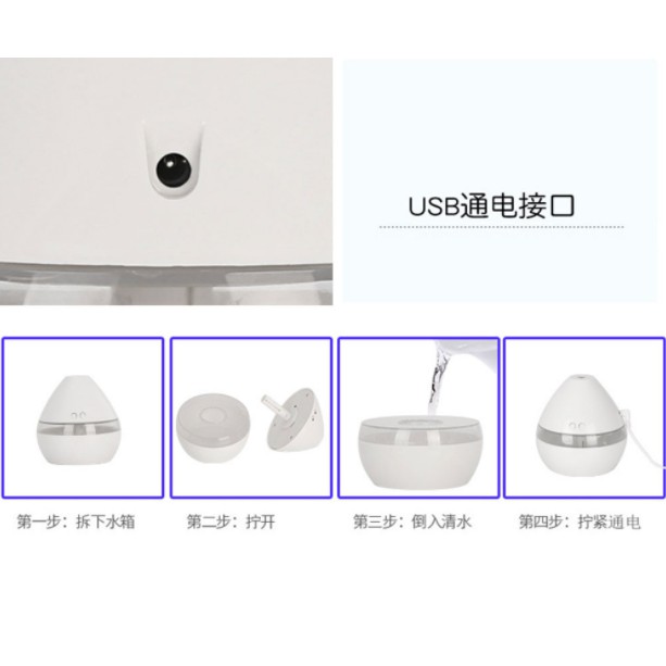Taffware Aromatherapy Air Humidifier Night Light Marble 300ml - Humi H296 - White