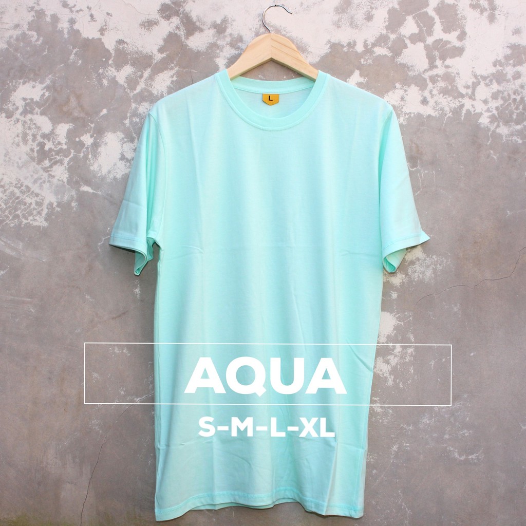 KAOS POLOS PENDEK WARNA AQUA FOAM BAHAN SOFT COTON TERBAIK KOTA BANDUNG CEWEK COWOK DEWASA ORGINAL