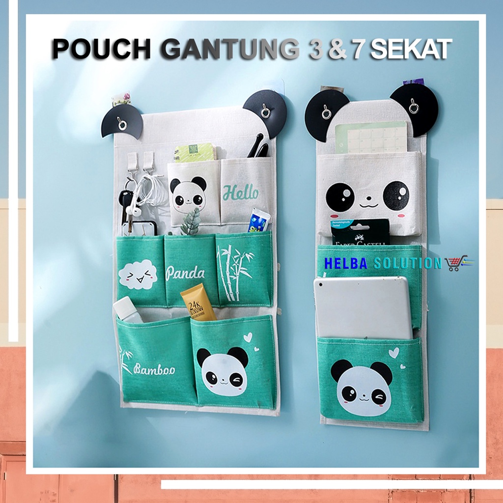 Pouch Gantung Dinding Estetik 3 - 7 Sekat Pouch Hanging Organizer Rak Kanvas penyimpanan Serbaguna