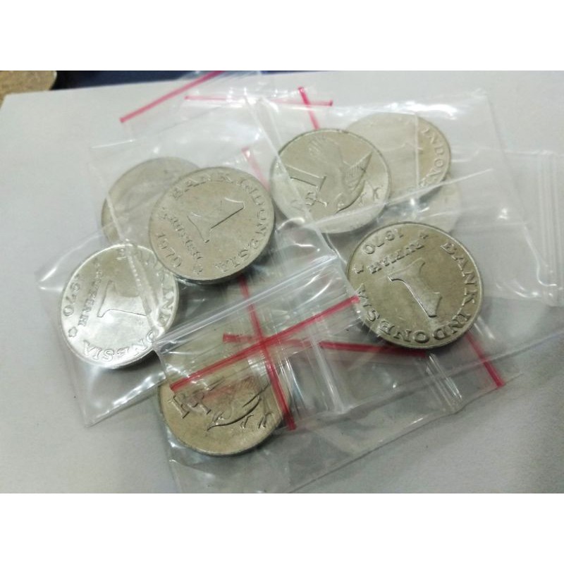 coin kuno 1 rupiah burung thn 1970