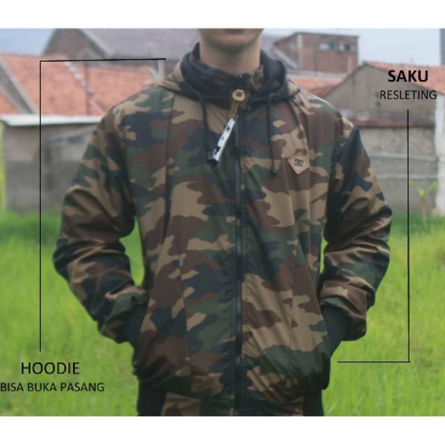 JAKET DC BB ARMY LORENG HIJAU HITAM / PRIA WANITA
