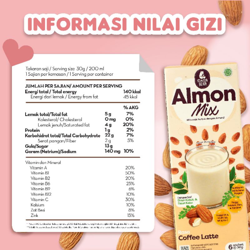 (MAMA BEAR) almond mix rasa coffe latte  / Pelancar ASI MAMABEAR / ASI Booster / Booster terlaris