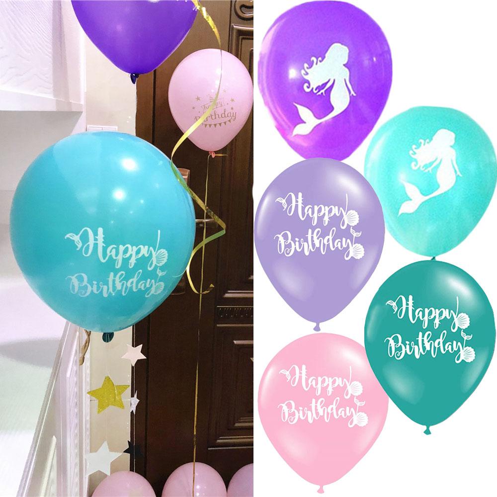 10pcs Balon Latex Bentuk Bunga Mermaid Warna Turquoise Untuk Dekorasi Pesta