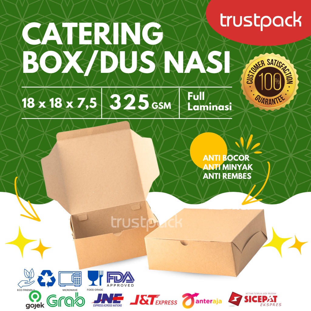 Box Katering 18x18 / Dus Nasi / Catering / Paper Lunch Box Kraft Murah