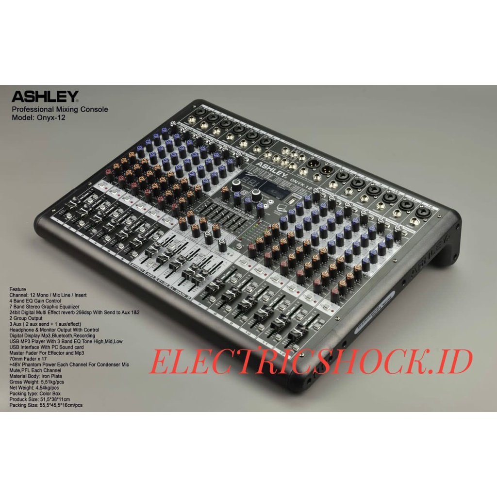 NEW MIXER AUDIO ASHLEY ONYX12 / ONYX 12 12CH USB-BLUETOOTH-RECORDING