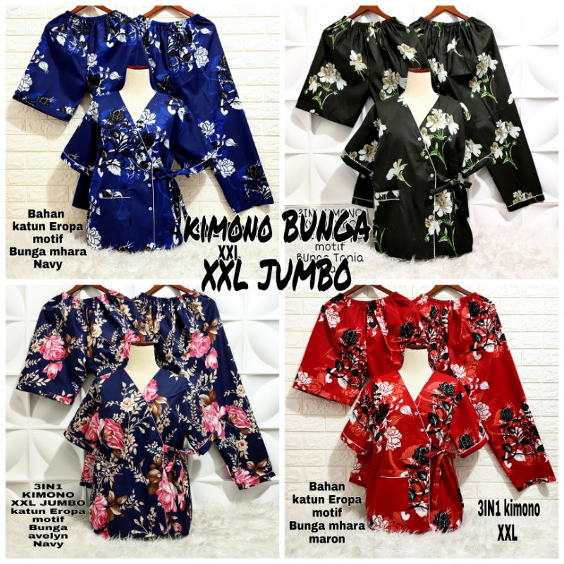 Piyama Kimono 3in1 Jumbo motif Bunga