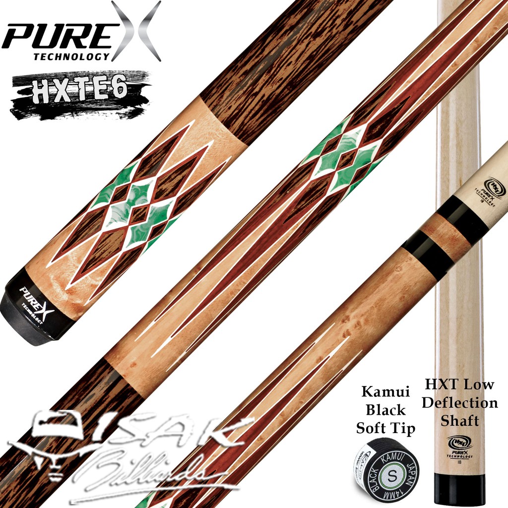PureX HXTE6 Cue - HXT Low Deflection Shaft Billiard Stick Players Play Kamui Tip