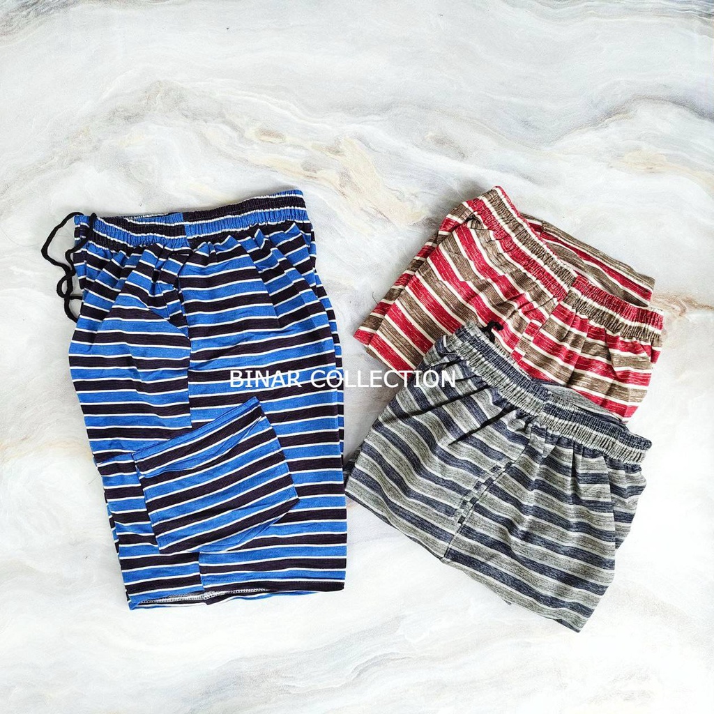 EN 11- Celana Pendek kolor bergaris L / XL / Allsize pria santai kolor laki laki murah / celana harian cowok