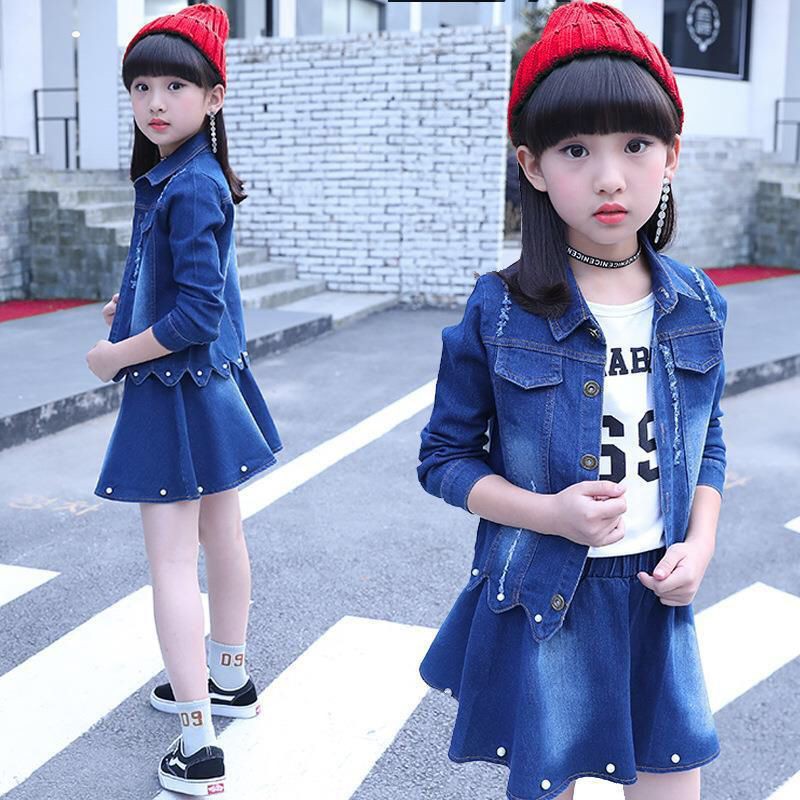 (LOLI-JKT) JK-01 JAKET &amp; ROK JEANS ANAK CEWEK BAHAN DENIM SIZE 110-160