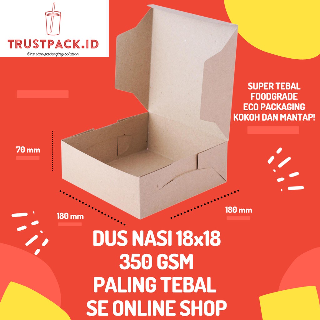 DUS NASI 18x18 KOTAK NASI KRAFT PAPER / COKLAT PALING TEBAL 350 GSM