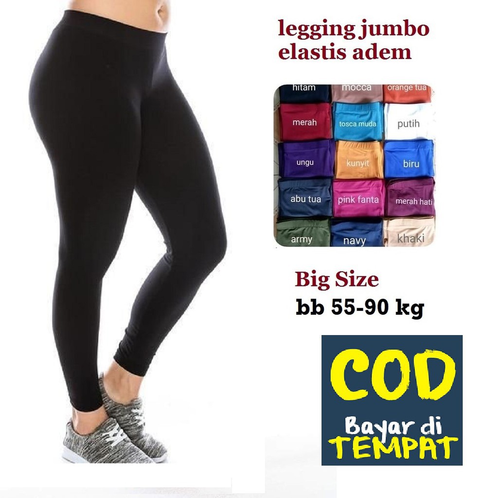 Celana Legging Super Jumbo Polos Wanita Panjang BB 40 - 120kg L - 4XL