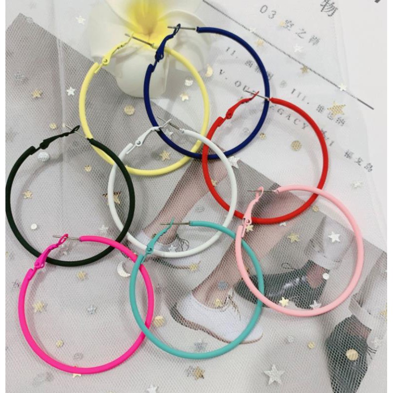 LRC Anting Hoops Fashion Round Shape Decorated EHoop