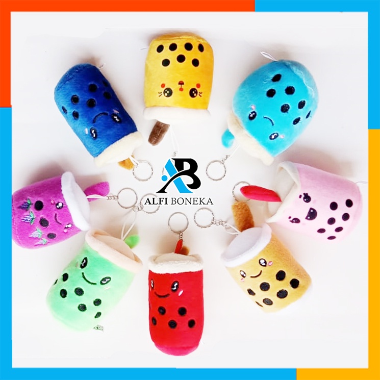 Gantungan kaca Mobil Boneka boba bubble milk tea brown sugar