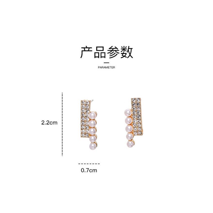 925 Perak needle Bahasa Perancis elegan sederhana imitasi mutiara diamond stud anting-anting Korea E