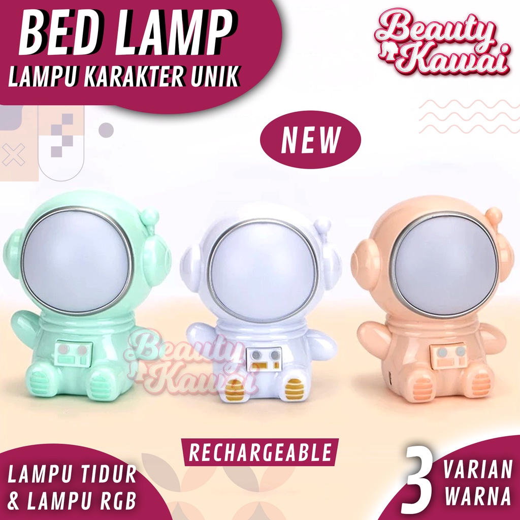 Lampu Tidur Karakter Lucu Mainan Anak Astronot Dekorasi Kamar Recharge