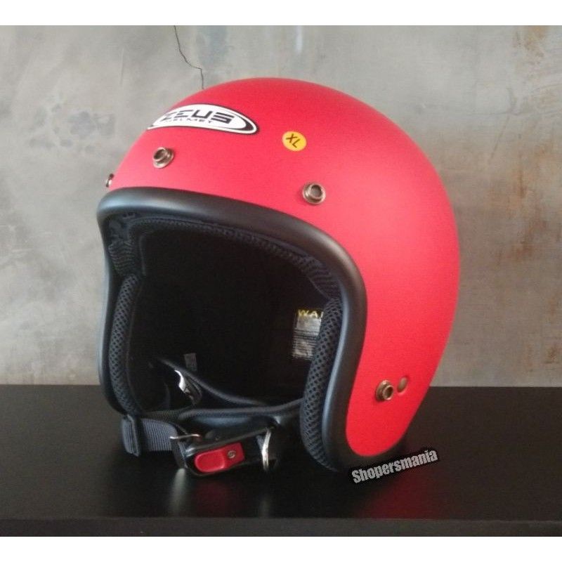 helm zeus 385 matt red doff merah dop z385 zs385 retro bogo cafe racer cakil