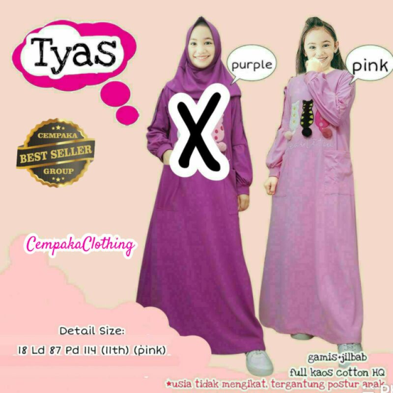 TYAS BY CEMPAKA CLOTHING||GAMIS+JILBAB FULL KAOS COTTON