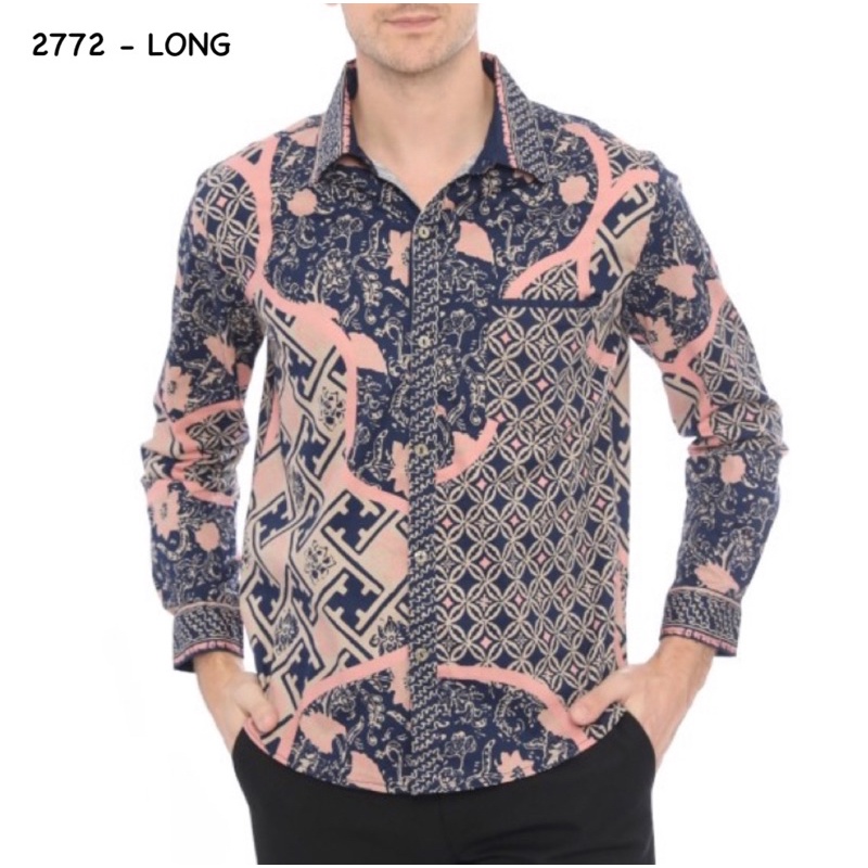 Dress batik couple / baju batik couple seragam keluarga / seragam kantor batik modern NAVYPINK 2772