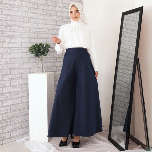 CELANA KULOT ROK LEBAR JUMBO POLOS / KULOT PALAZZO KATUN BANGKOK WANITA XL-XXXL (PREMIUM QUALITY)