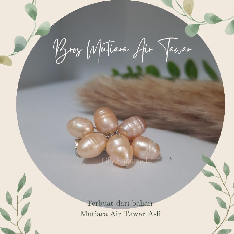 Bros Hijab Bros dagu Bros Mutiara asli Bros mutiara air tawar Bros kecil aksesoris hijab Peniti dagu