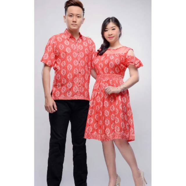 COUPLE MINI DRESS MOTIF BATIK, SARIMBET BATIK PRIA DAN WANITA COUPLE BATIK MODERN,COUPLE DRESS BATIK