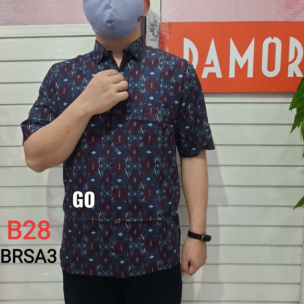 gos  BRSA DAMOR (CRESSIDA) KEMEJA BATIK Cowok Pakaian Pria Batik Lengan Pendek