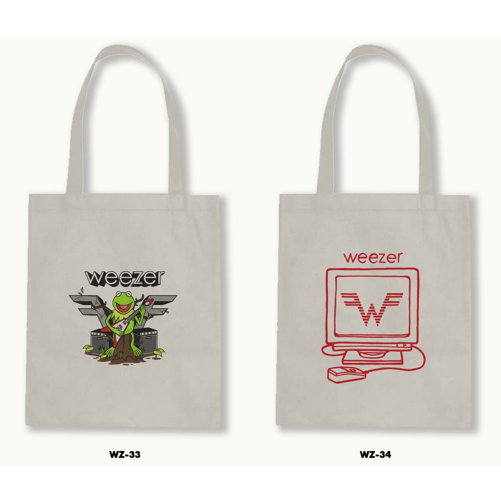 Tas Tote Bag Resleting Kanvas/Blacu  - Weezer .03