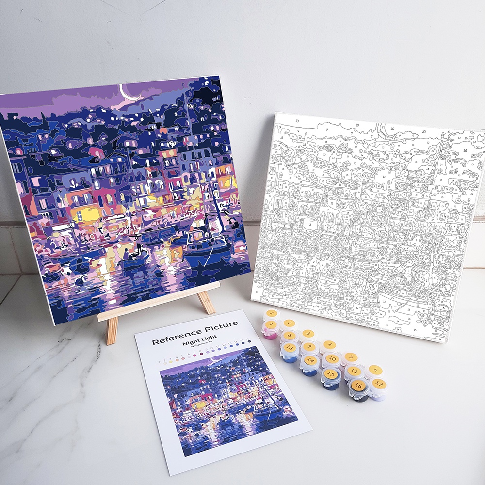 

[Artopia] Paint by Numbers Kit Night Light Edition by Papermint Co / Number Estetik Aesthetic Perlengkapan Melukis Gouache Hiasan Canvas Kanvas