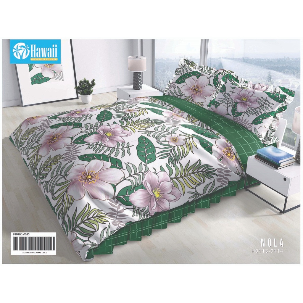 Bedcover Set Hawaii Motif Nola - 180x200x20cm / Bedcover Hawaii Murah